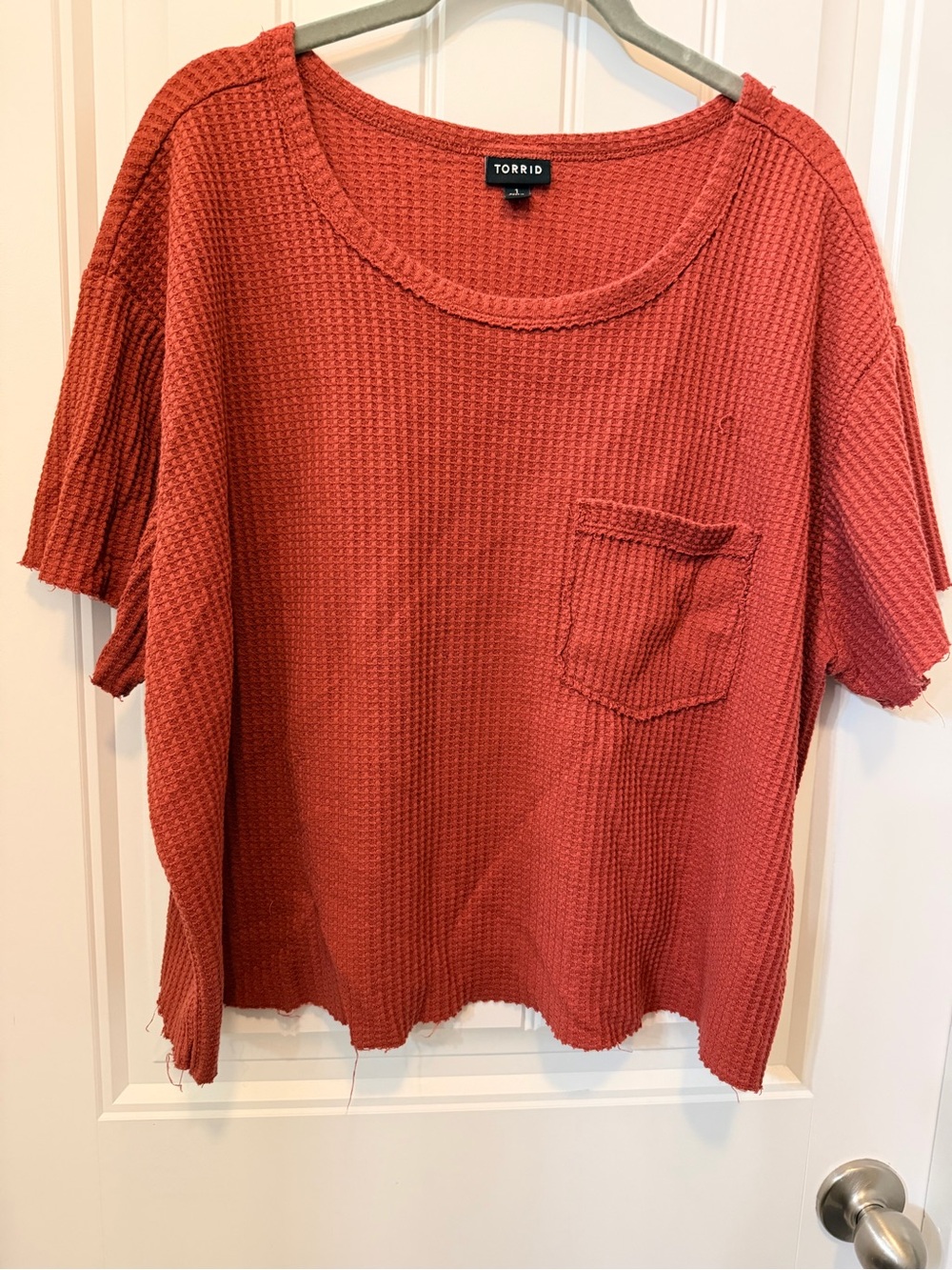 torrid Rust Waffle-Knit Short Sleeve Pocket Tee